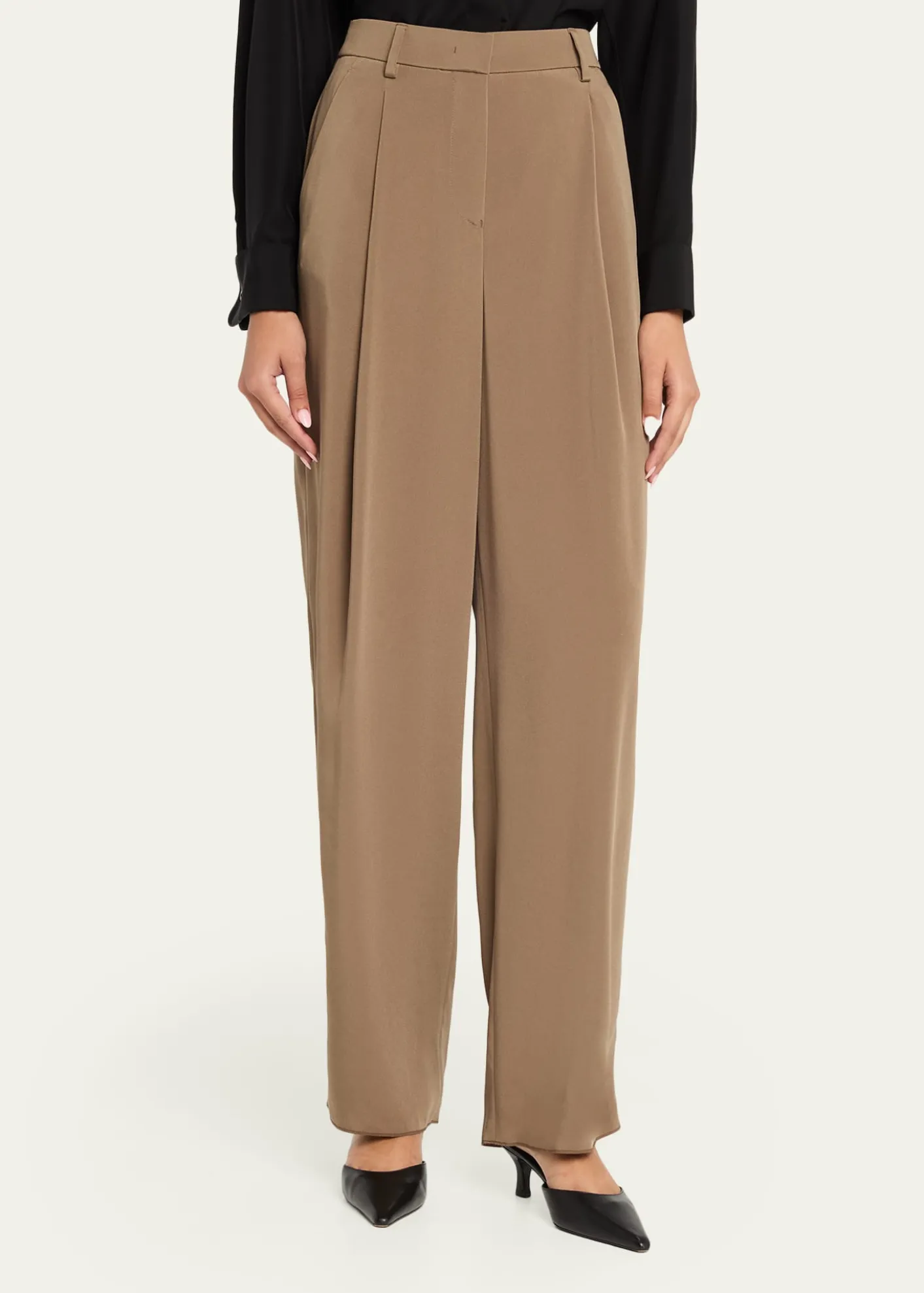 Giorgio ArmaniHigh-Rise Pleated Straight-Leg Trousers