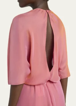Giorgio ArmaniIridescent Chiffon 3/4-Sleeve Midi Dress