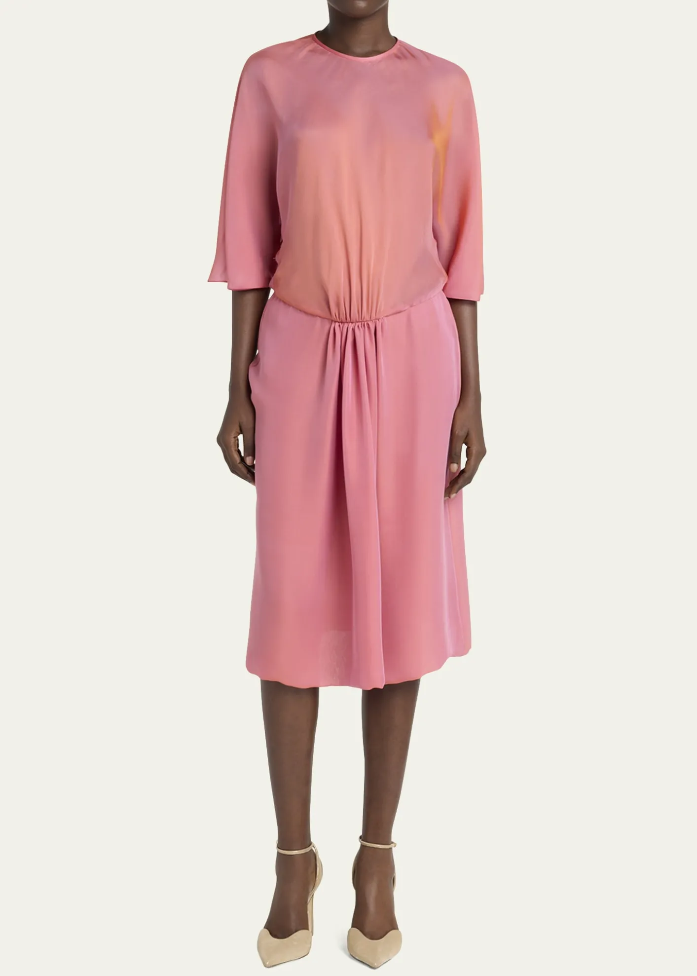 Giorgio ArmaniIridescent Chiffon 3/4-Sleeve Midi Dress