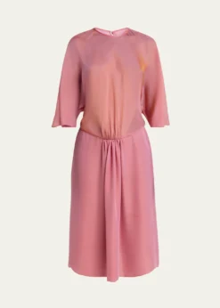 Giorgio ArmaniIridescent Chiffon 3/4-Sleeve Midi Dress