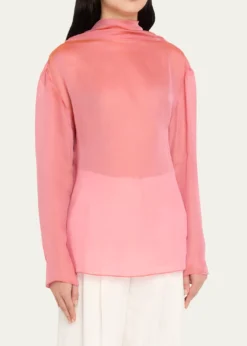 Giorgio ArmaniIridescent Chiffon Cowl Backless Tunic