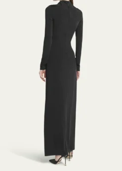 Giorgio ArmaniJersey Column Gown with Beaded Floral Hip Detail