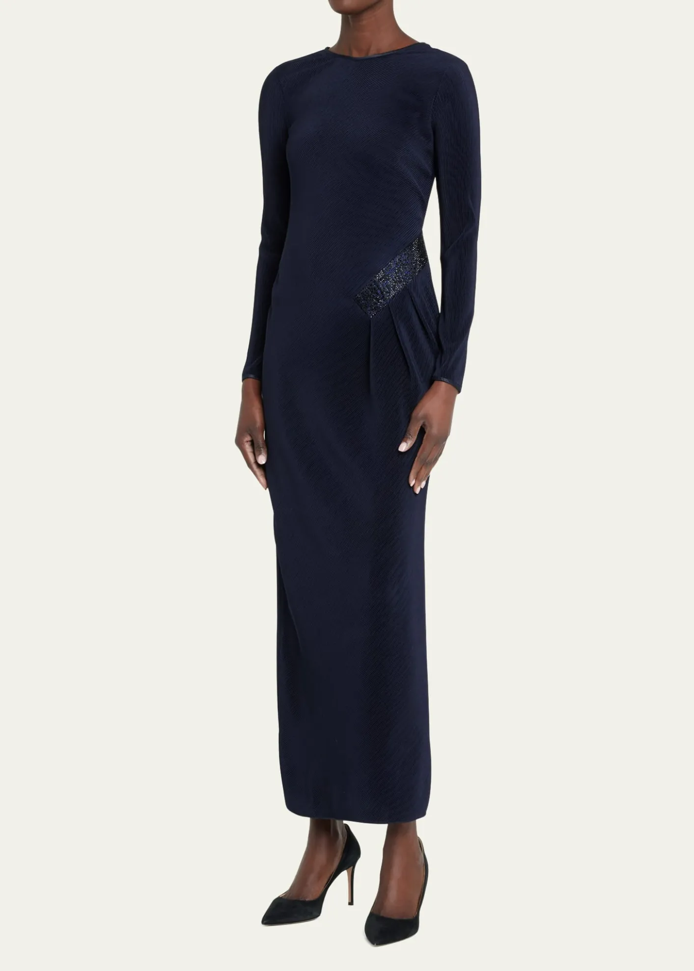 Giorgio ArmaniJersey Dress w/ Beaded Hip Detail