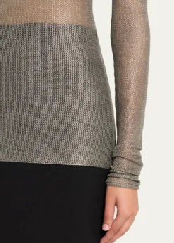 Giorgio ArmaniLaminated Mesh Long-Sleeve Top