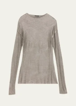 Giorgio ArmaniLaminated Mesh Long-Sleeve Top