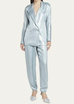 Giorgio ArmaniLaminated Satin Double-Breast Blazer