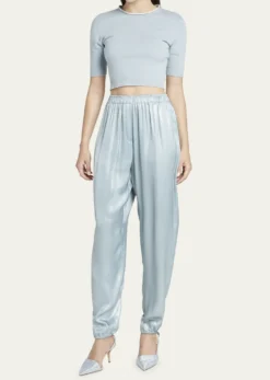 Giorgio ArmaniLaminated Viscose Satin Jogger Pants