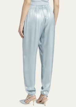 Giorgio ArmaniLaminated Viscose Satin Jogger Pants