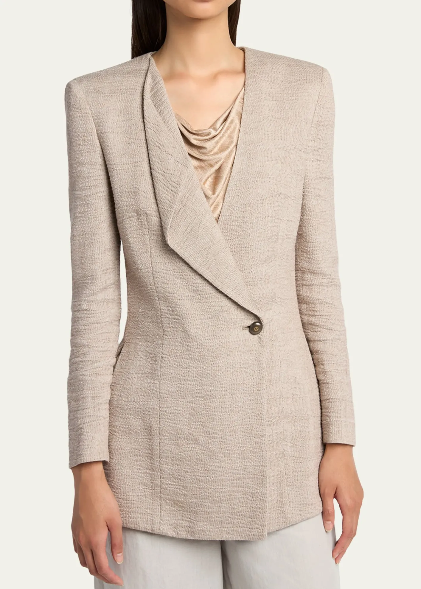 Giorgio ArmaniLinen Crepe Double-Breasted Jacket