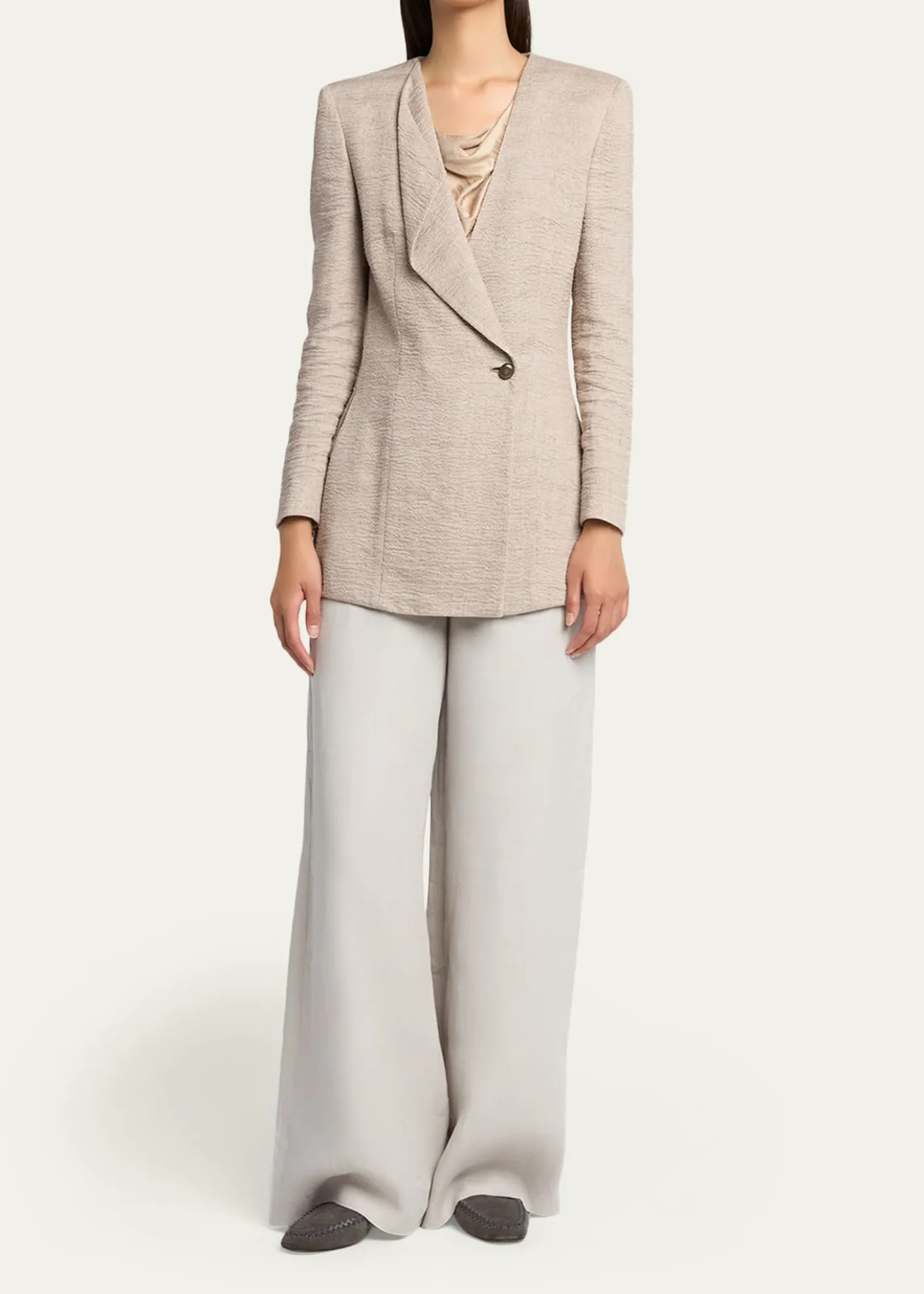 Giorgio ArmaniLinen Crepe Double-Breasted Jacket