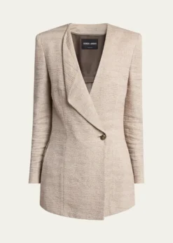 Giorgio ArmaniLinen Crepe Double-Breasted Jacket