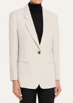Giorgio ArmaniLinen Single-Breasted Blazer Jacket