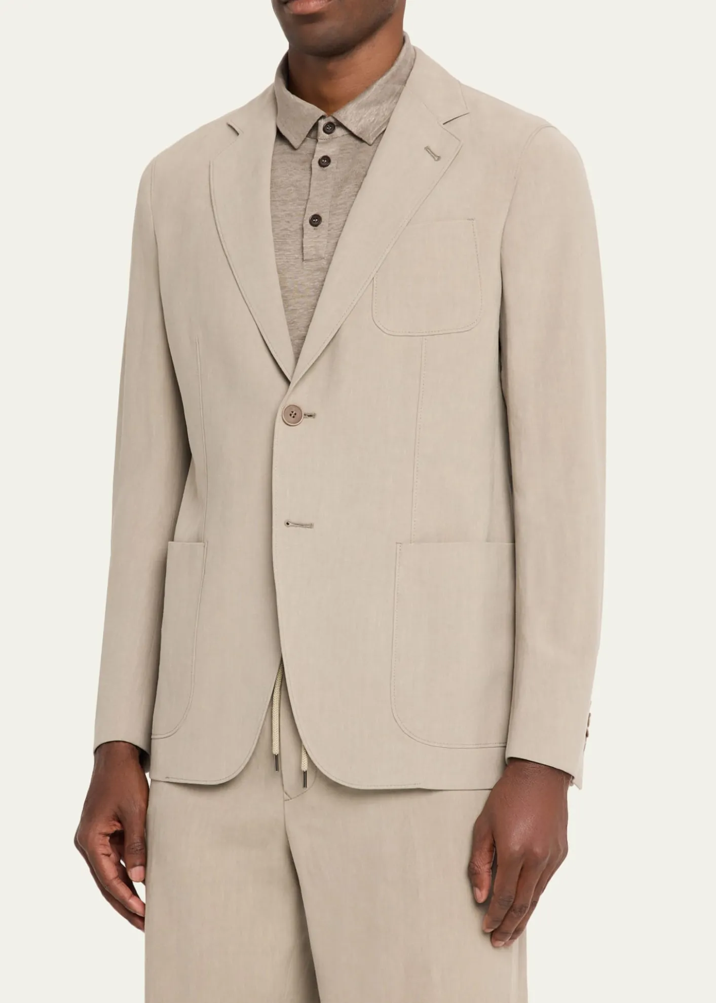 Giorgio ArmaniLinen Single-Breasted Jacket