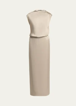 Giorgio ArmaniLong Cowl-Neck Double Satin Dress