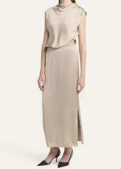 Giorgio ArmaniLong Cowl-Neck Double Satin Dress