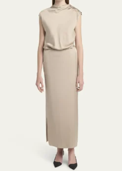 Giorgio ArmaniLong Cowl-Neck Double Satin Dress
