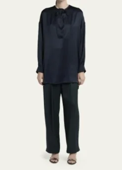 Giorgio ArmaniLong-Sleeve Silk Tunic Shirt