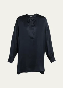 Giorgio ArmaniLong-Sleeve Silk Tunic Shirt