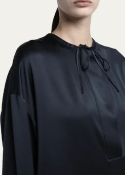 Giorgio ArmaniLong-Sleeve Silk Tunic Shirt