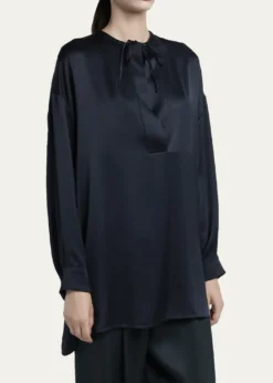 Giorgio ArmaniLong-Sleeve Silk Tunic Shirt