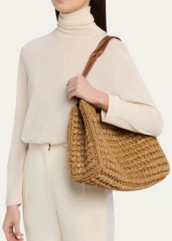 Giorgio ArmaniMedium Raffia Shopping Tote Bag
