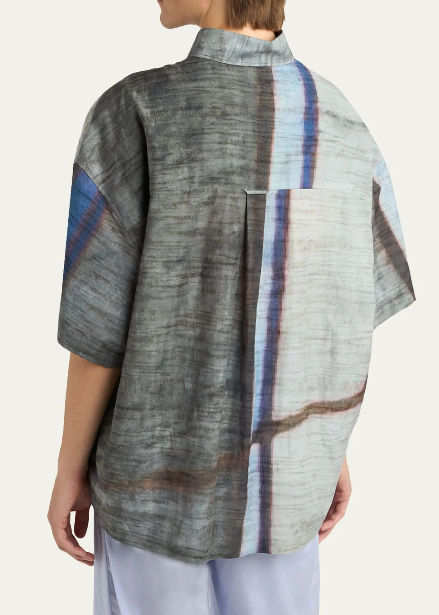 Giorgio ArmaniMen's Abstract Cotton and Silk Short-Sleeve Shirt