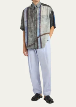Giorgio ArmaniMen's Abstract Cotton and Silk Short-Sleeve Shirt