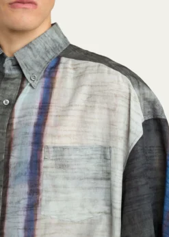 Giorgio ArmaniMen's Abstract Cotton and Silk Short-Sleeve Shirt