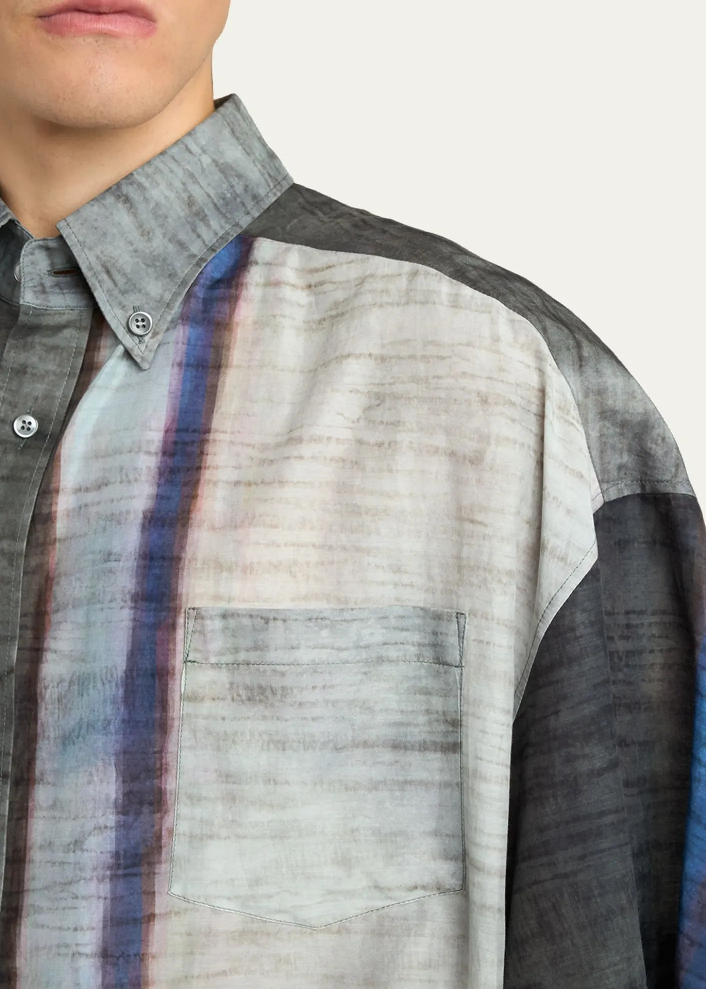 Giorgio ArmaniMen's Abstract Cotton and Silk Short-Sleeve Shirt