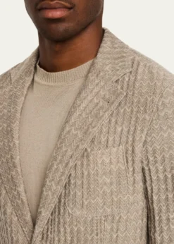 Giorgio ArmaniMen's Cashmere-Silk Deconstructed Chevron Blazer