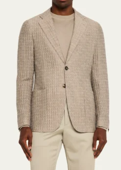 Giorgio ArmaniMen's Cashmere-Silk Deconstructed Chevron Blazer