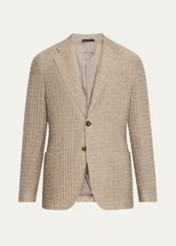 Giorgio ArmaniMen's Cashmere-Silk Deconstructed Chevron Blazer