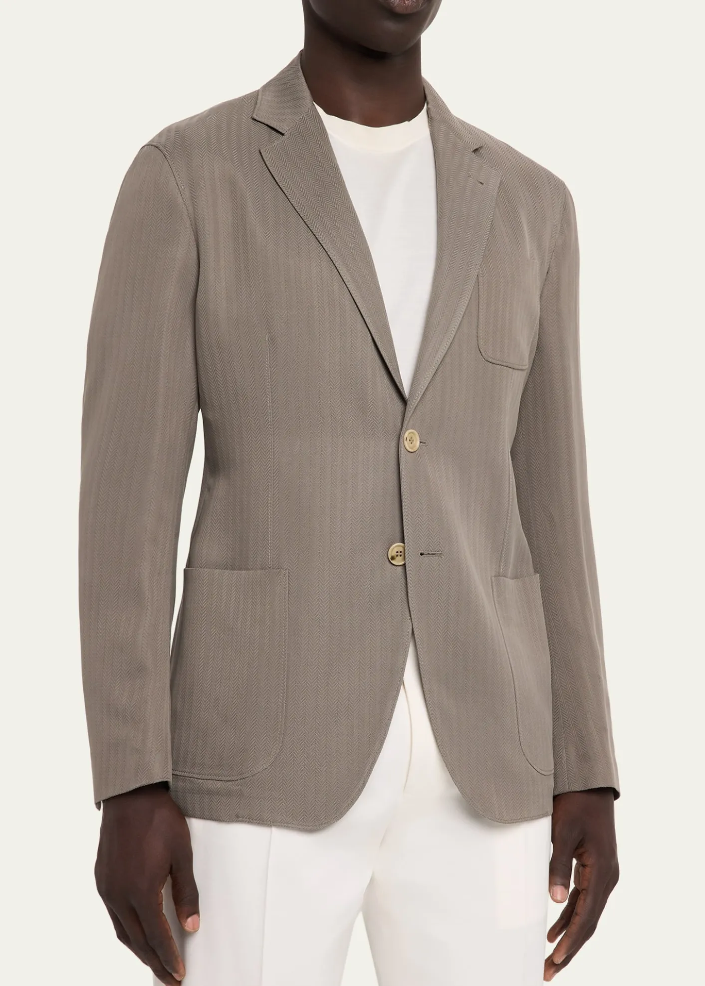 Giorgio ArmaniMen's Chevron Cupro Patch-Pocket Blazer