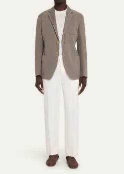 Giorgio ArmaniMen's Chevron Cupro Patch-Pocket Blazer