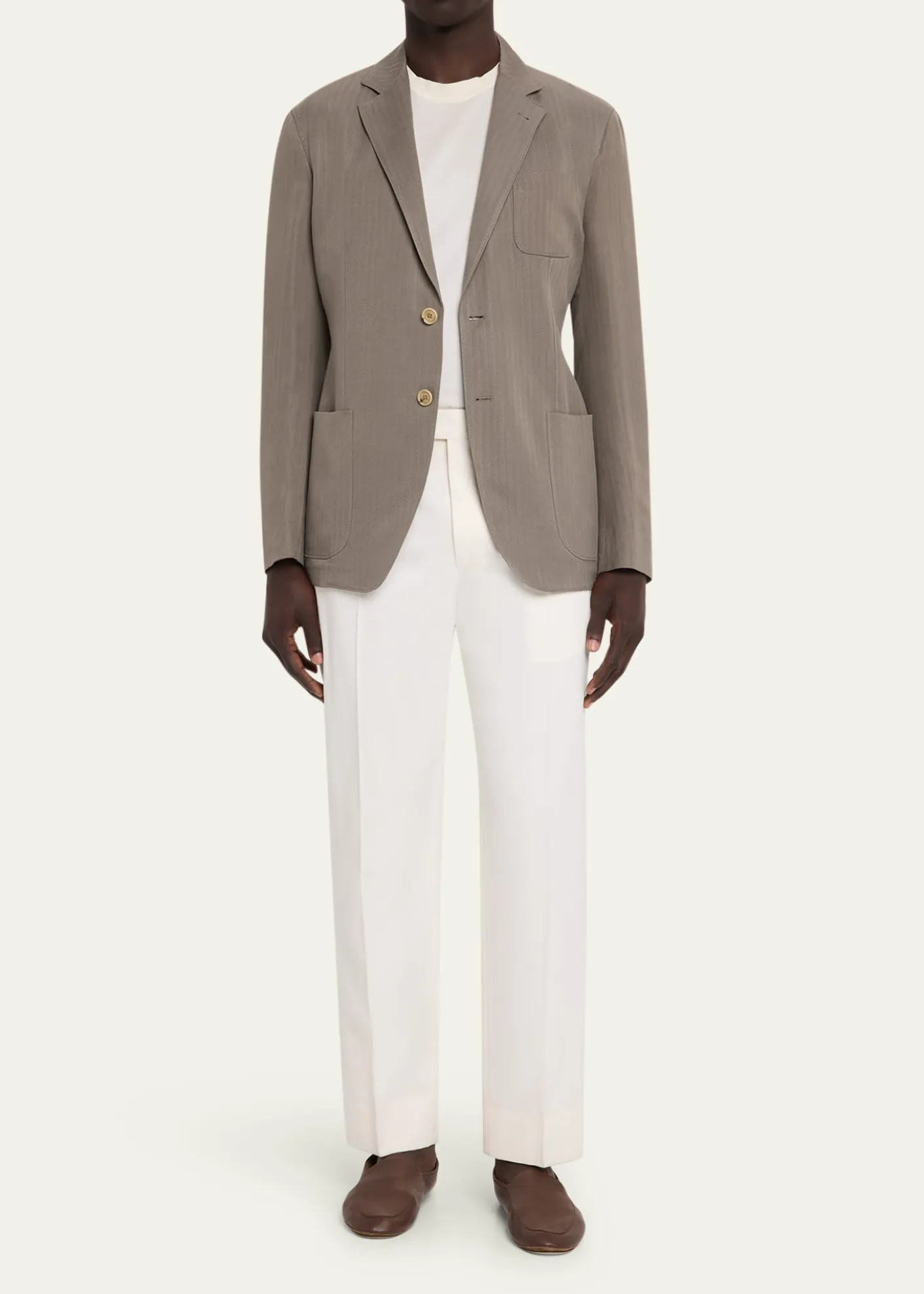 Giorgio ArmaniMen's Chevron Cupro Patch-Pocket Blazer