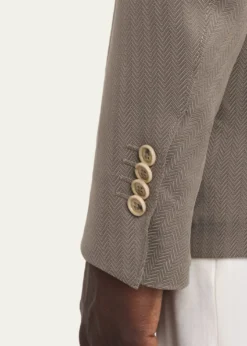 Giorgio ArmaniMen's Chevron Cupro Patch-Pocket Blazer