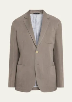 Giorgio ArmaniMen's Chevron Cupro Patch-Pocket Blazer