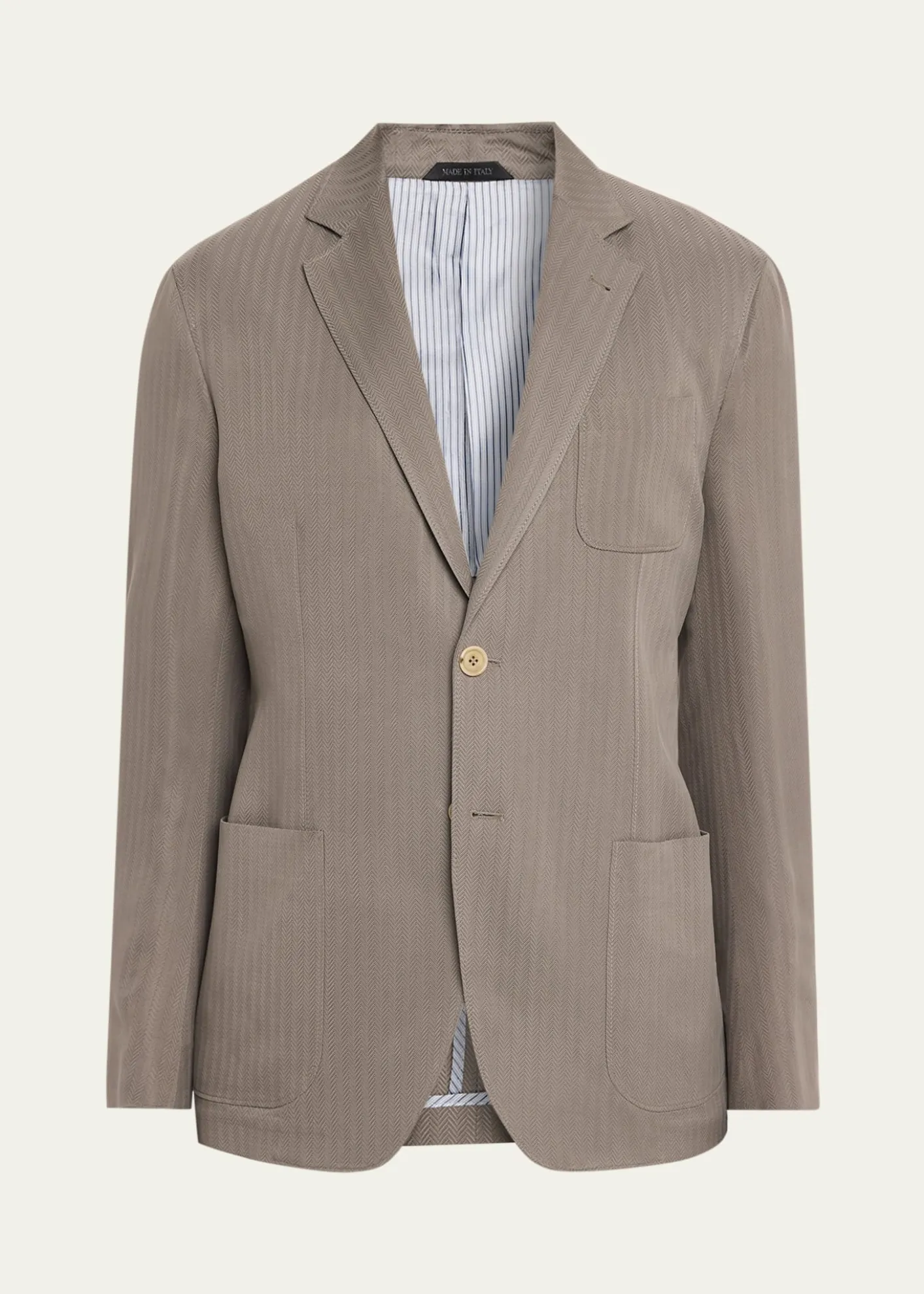 Giorgio ArmaniMen's Chevron Cupro Patch-Pocket Blazer