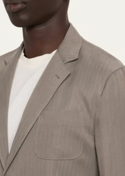 Giorgio ArmaniMen's Chevron Cupro Patch-Pocket Blazer