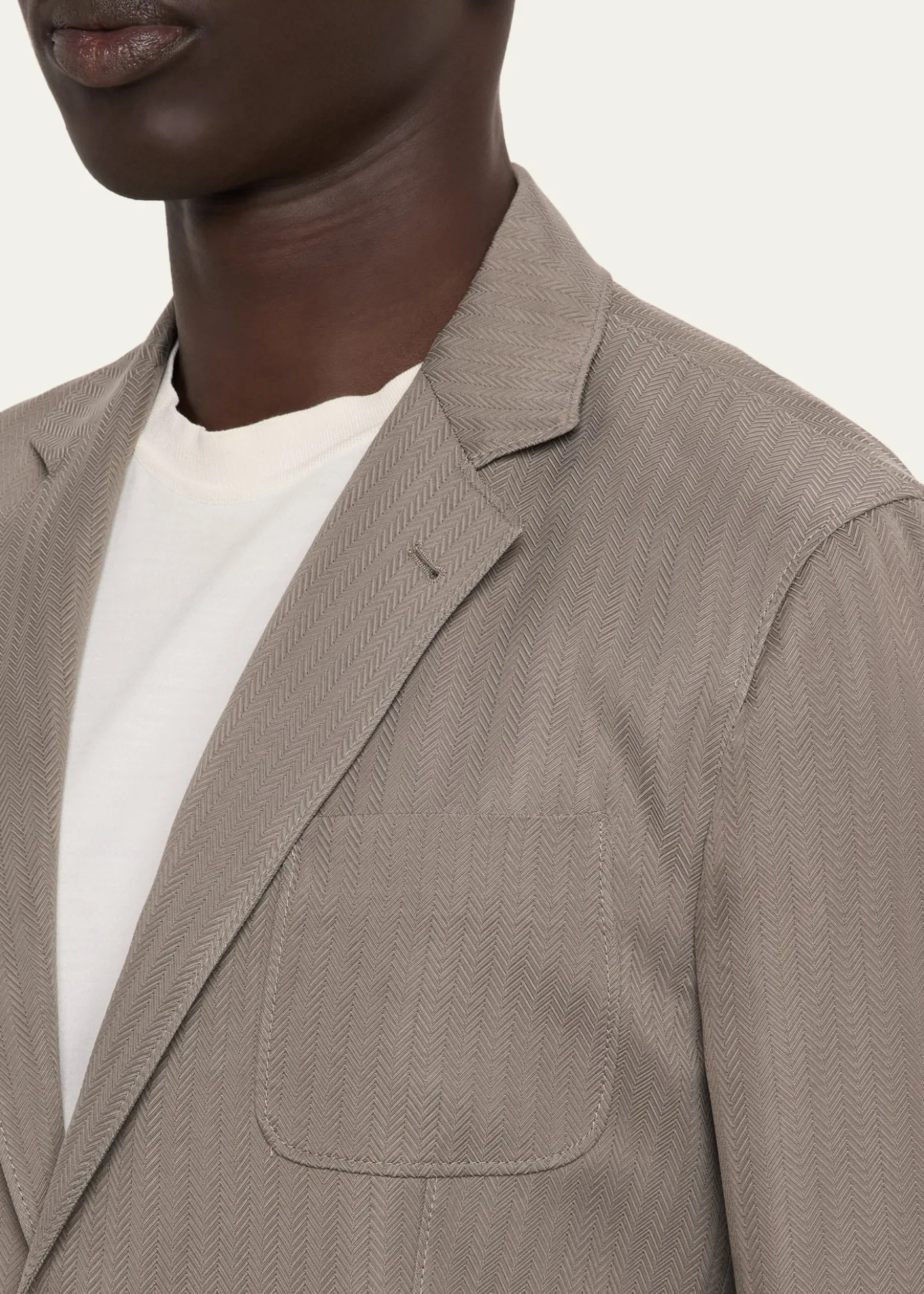 Giorgio ArmaniMen's Chevron Cupro Patch-Pocket Blazer