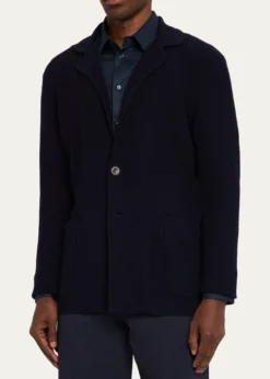 Giorgio ArmaniMen's Chevron Stitch Cotton Knit Blazer