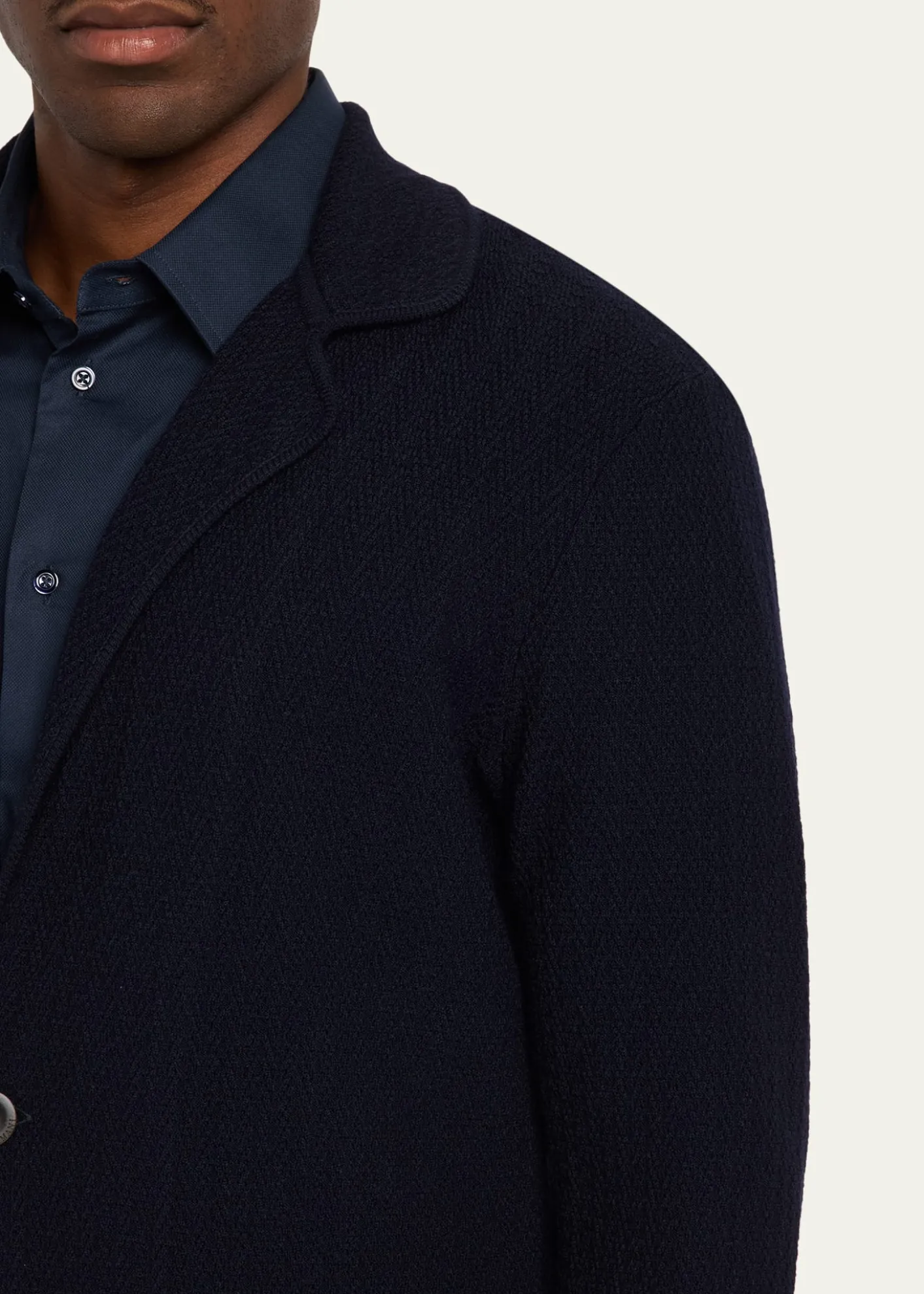 Giorgio ArmaniMen's Chevron Stitch Cotton Knit Blazer