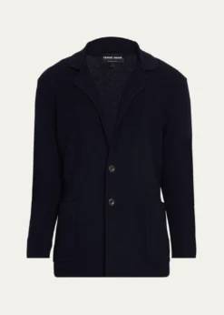 Giorgio ArmaniMen's Chevron Stitch Cotton Knit Blazer