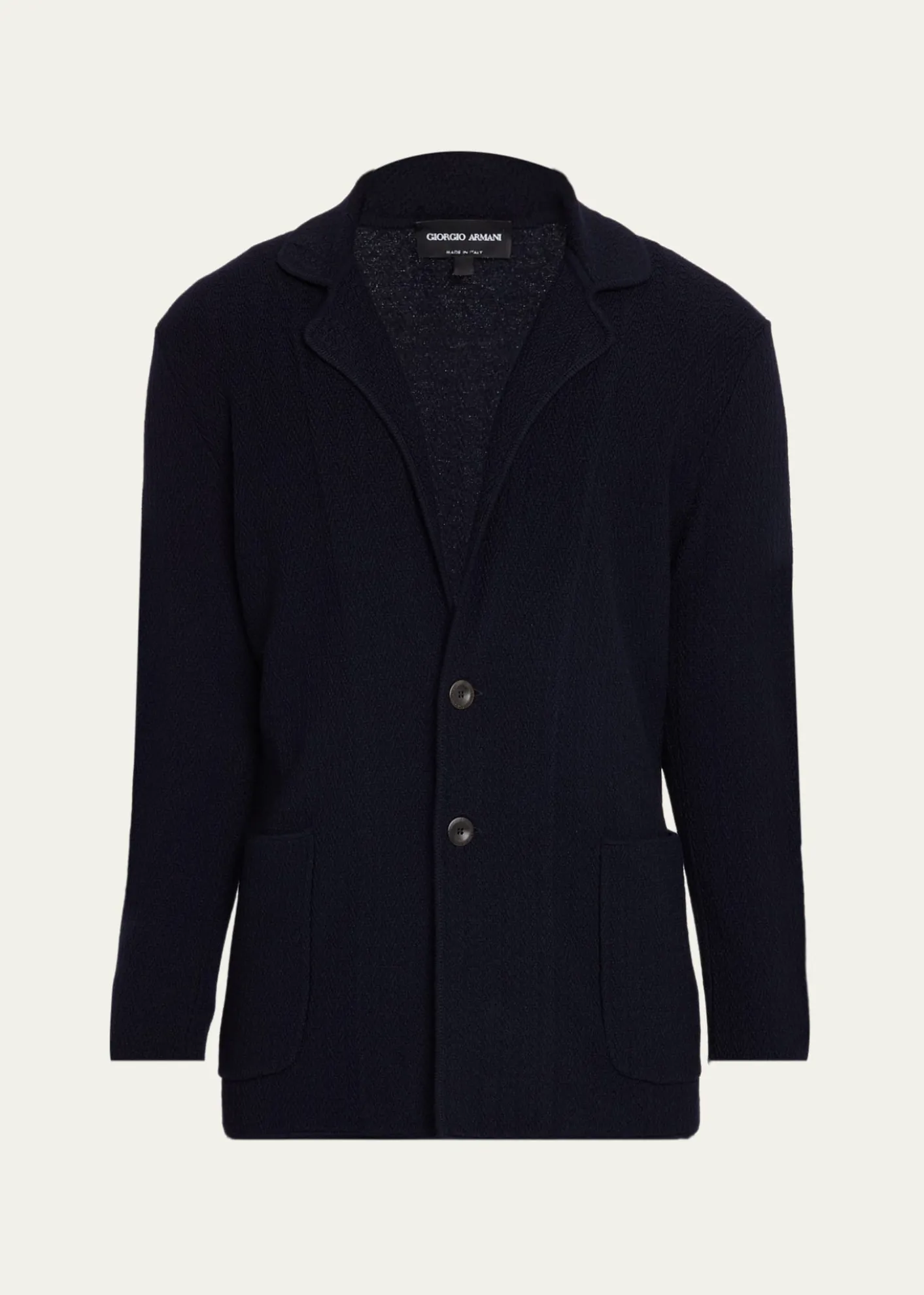Giorgio ArmaniMen's Chevron Stitch Cotton Knit Blazer