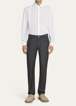 Giorgio ArmaniMen's Classic Solid Linen Sport Shirt