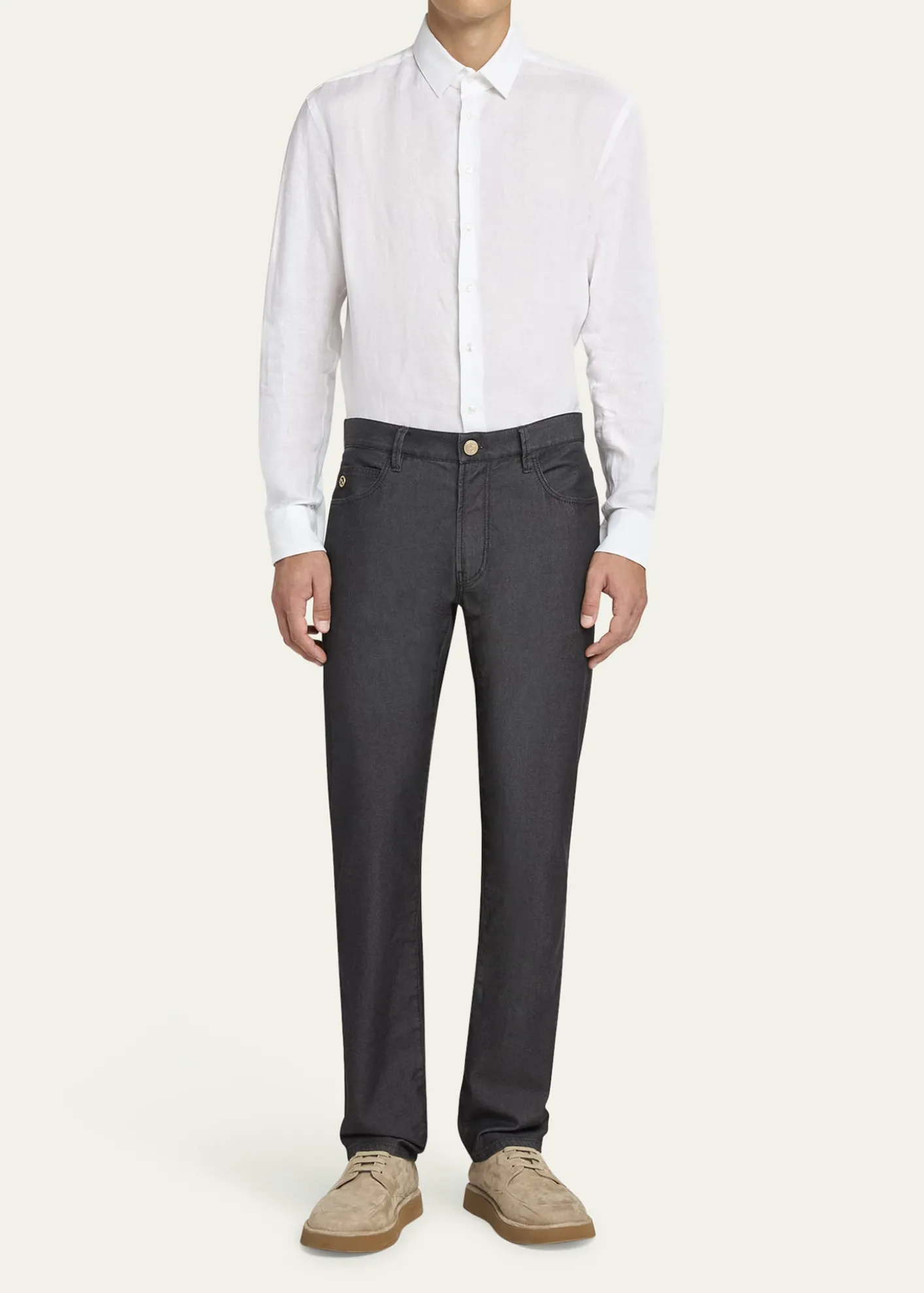 Giorgio ArmaniMen's Classic Solid Linen Sport Shirt