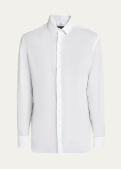 Giorgio ArmaniMen's Classic Solid Linen Sport Shirt