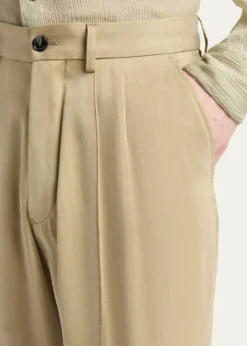 Giorgio ArmaniMen's Cotton and Lyocell Straight-Leg Pleated Trousers