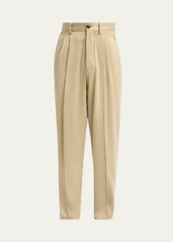 Giorgio ArmaniMen's Cotton and Lyocell Straight-Leg Pleated Trousers