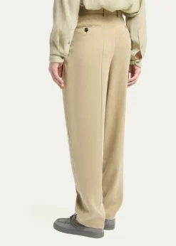 Giorgio ArmaniMen's Cotton and Lyocell Straight-Leg Pleated Trousers